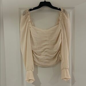 Astr Cream Ruched Blouse